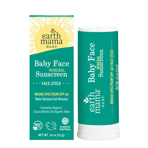 Earth Mama Baby Face Mineral Sunscreen Stick SPF 40