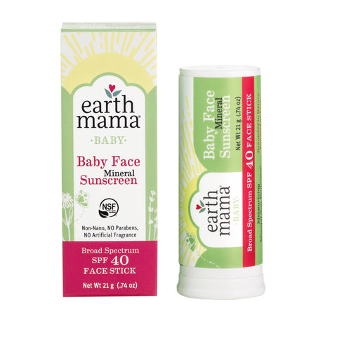 Earth Mama Baby Face Mineral Sunscreen Stick SPF 40
